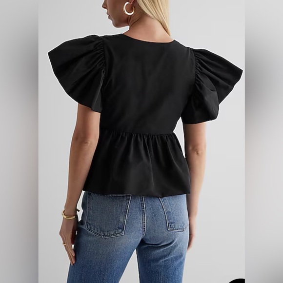 Express Black Puff Sleeve Blouse - Picture 3 of 7